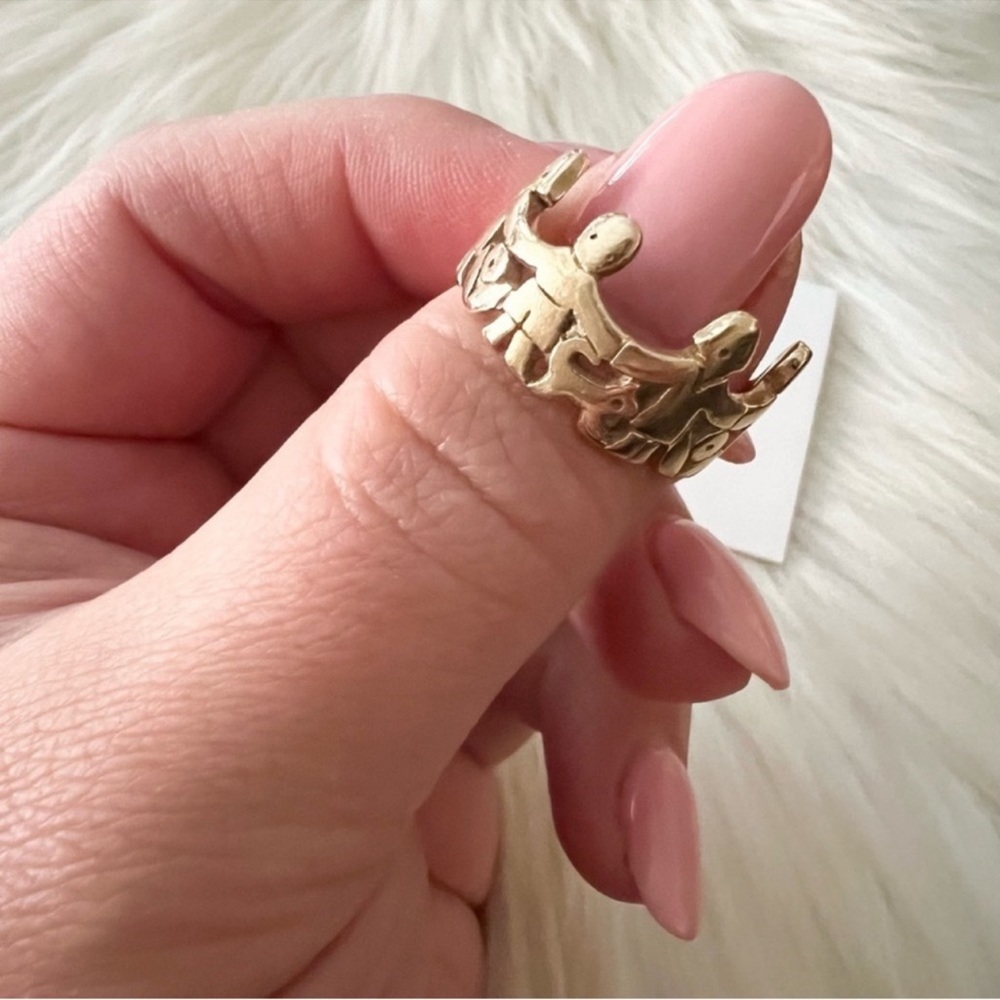 James Avery 14k gold paper dolls boys girls holding hands wide band retired - Picture 11 of 13